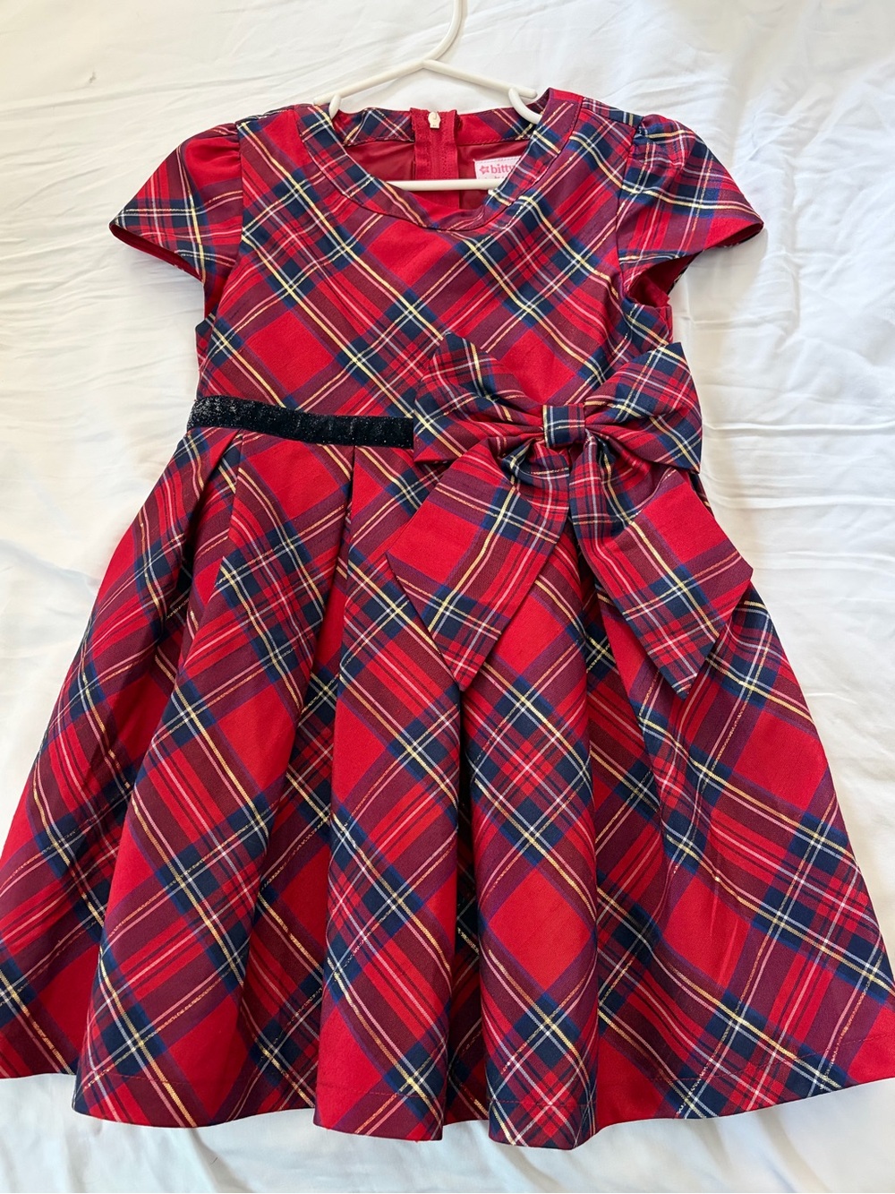 American Girl Red Plaid Holiday Dress with Bow